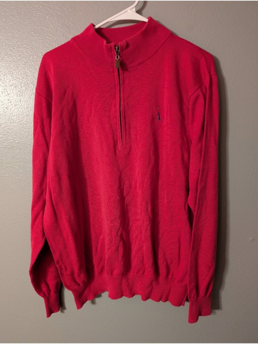 Turtleson Sweater Mens L Pink 100% Pima Cotton 1/4 Zip Pullover Golf Old Money